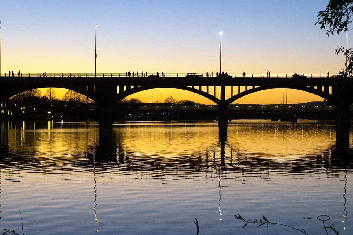 South Congress bridge at sunset