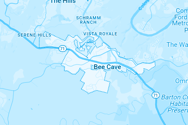 Map showing Bee Cave