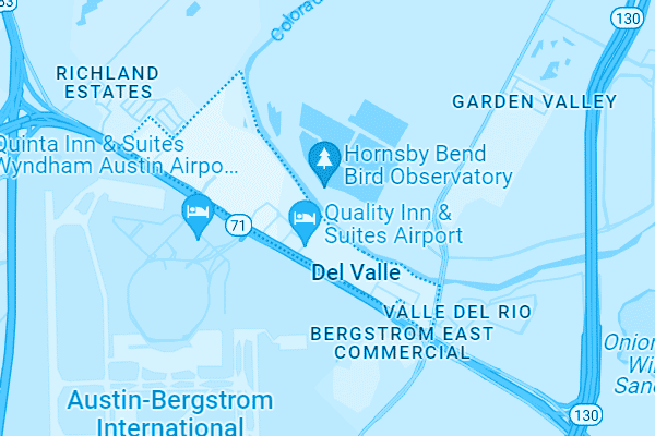 Map showing Del Valle