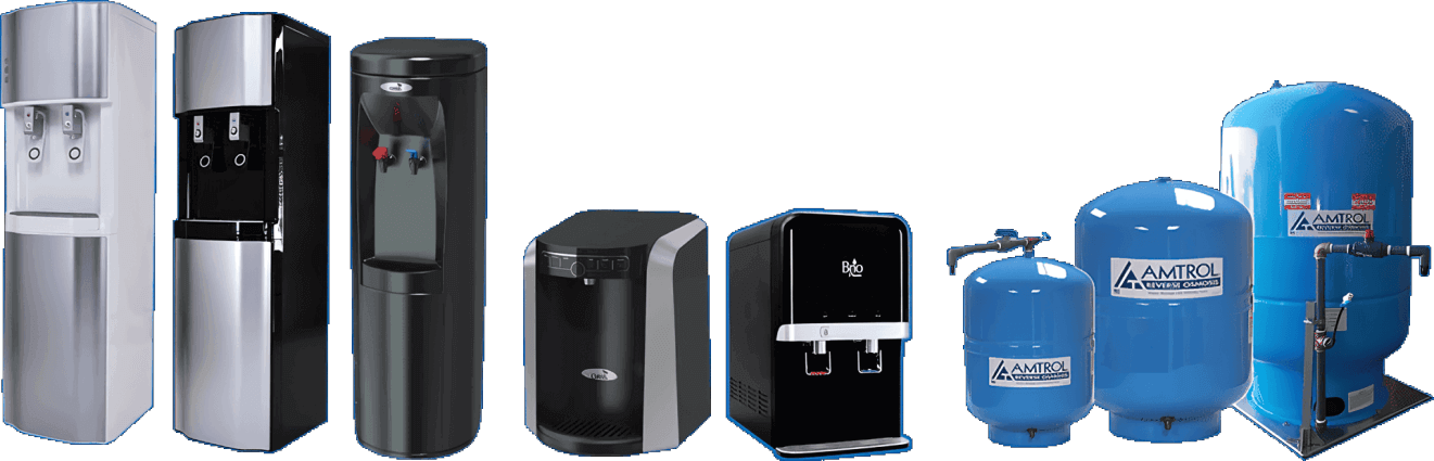 A sample of various Aqua Chill bottlesless water coolers